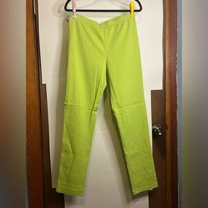 NWT CLARA SUNWOO Women’s Size XL Lime Green Stretch Polyester Blend Pants
